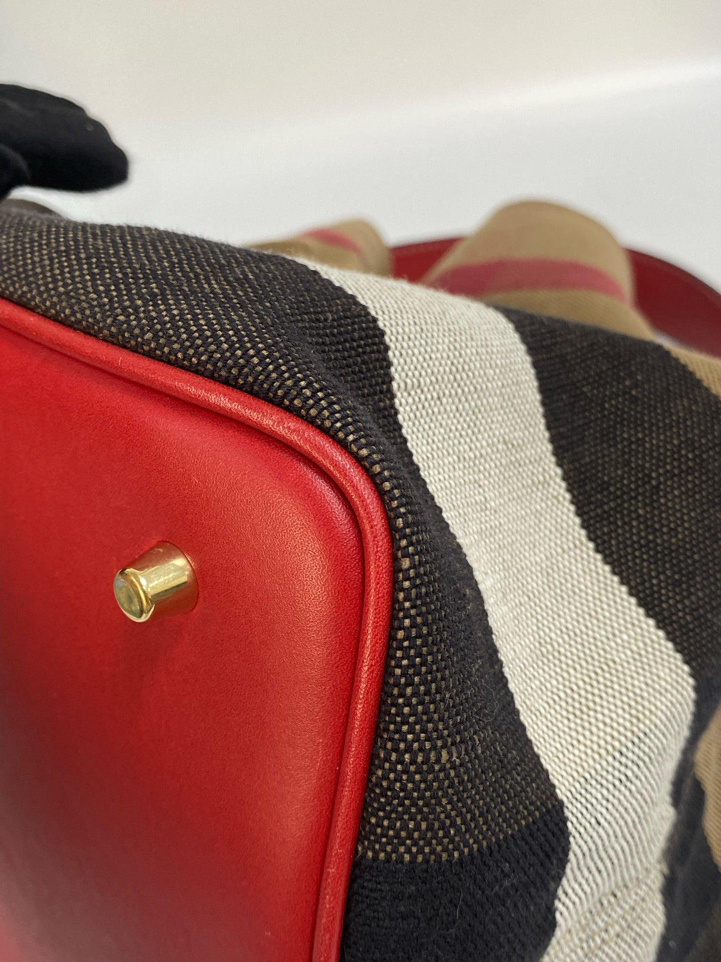 Burberry Canvas Red Bucket & Drawstring Bag