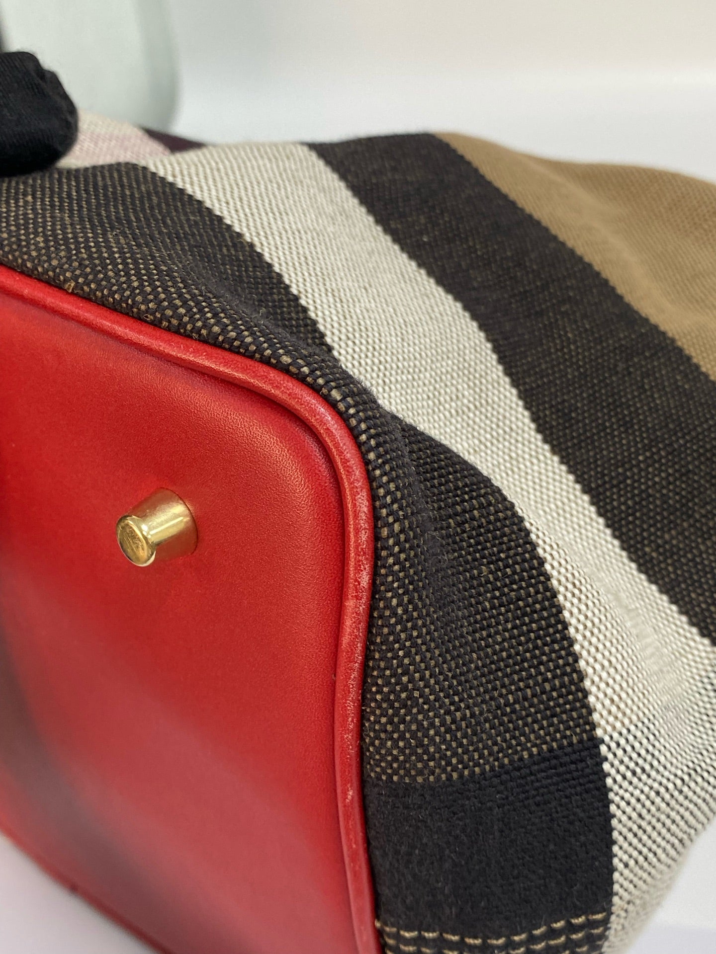 Burberry Canvas Red Bucket & Drawstring Bag