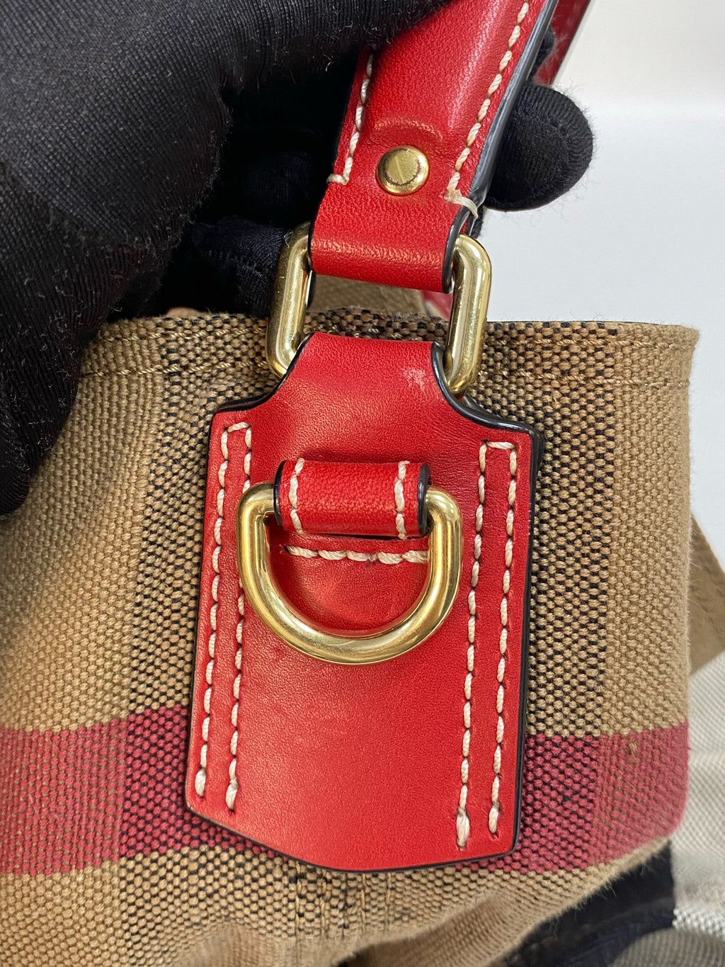Burberry Canvas Red Bucket & Drawstring Bag