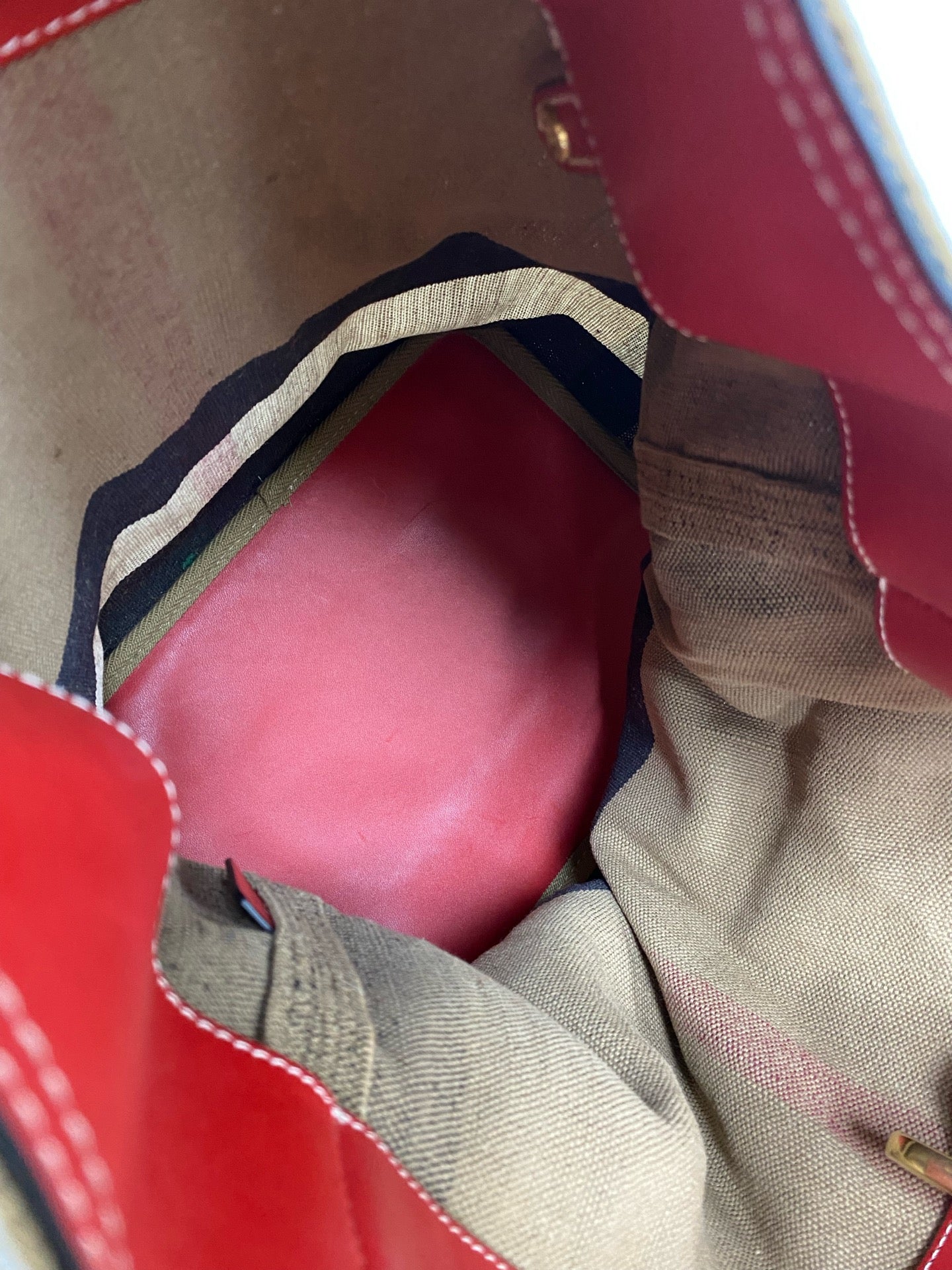 Burberry Canvas Red Bucket & Drawstring Bag