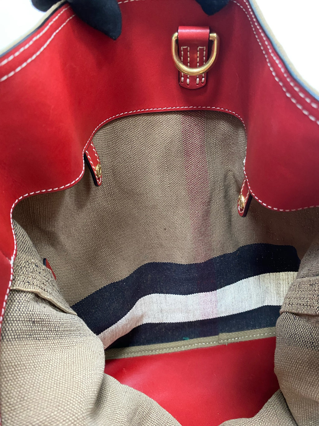 Burberry Canvas Red Bucket & Drawstring Bag