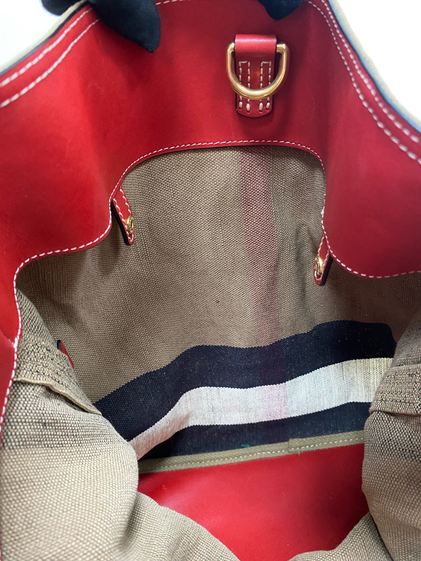 Burberry Canvas Red Bucket & Drawstring Bag