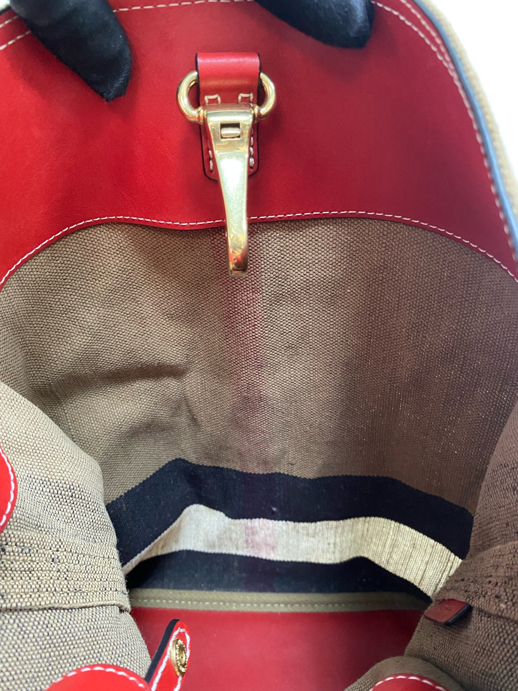 Burberry Canvas Red Bucket & Drawstring Bag