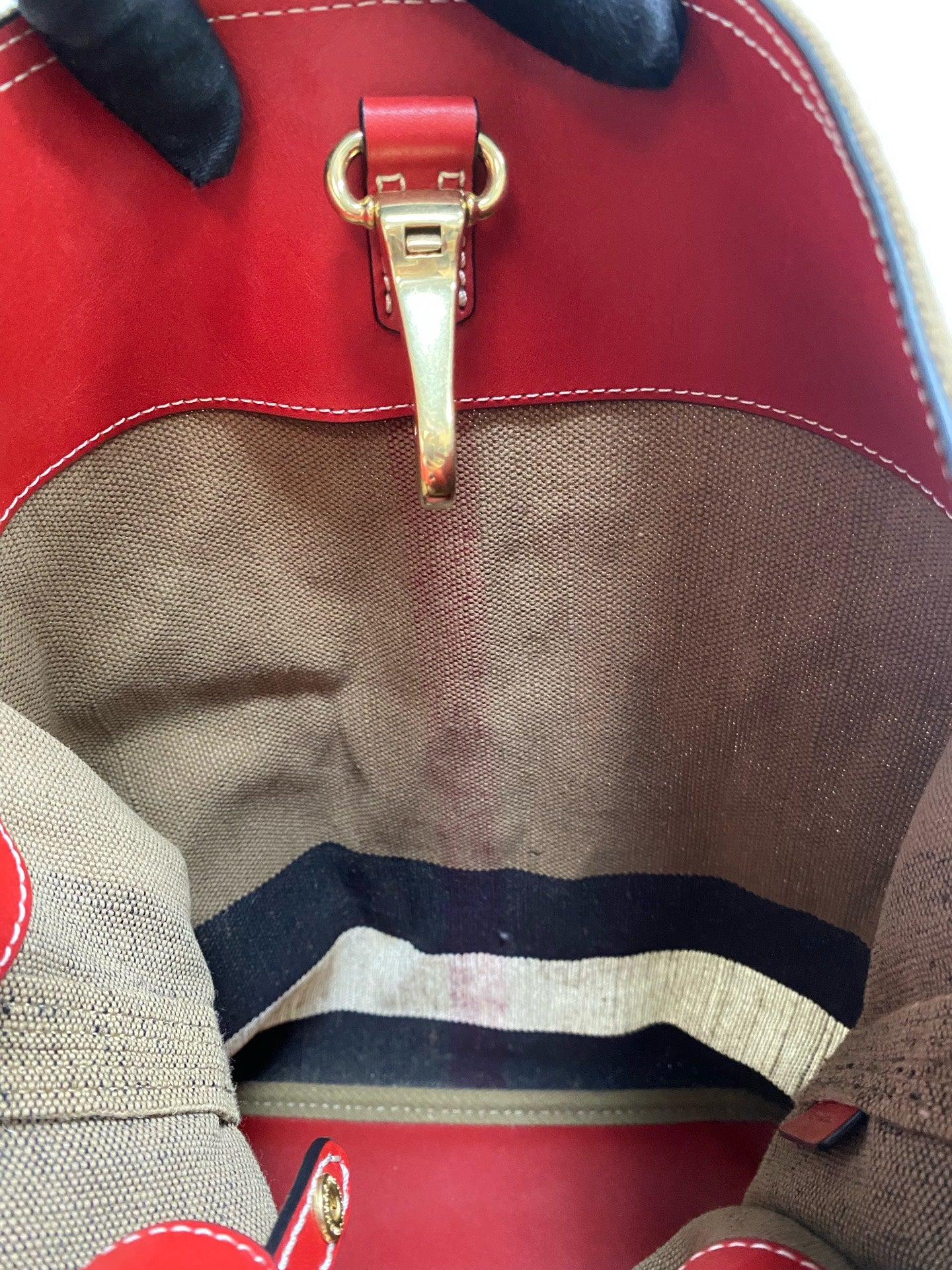 Burberry Canvas Red Bucket & Drawstring Bag