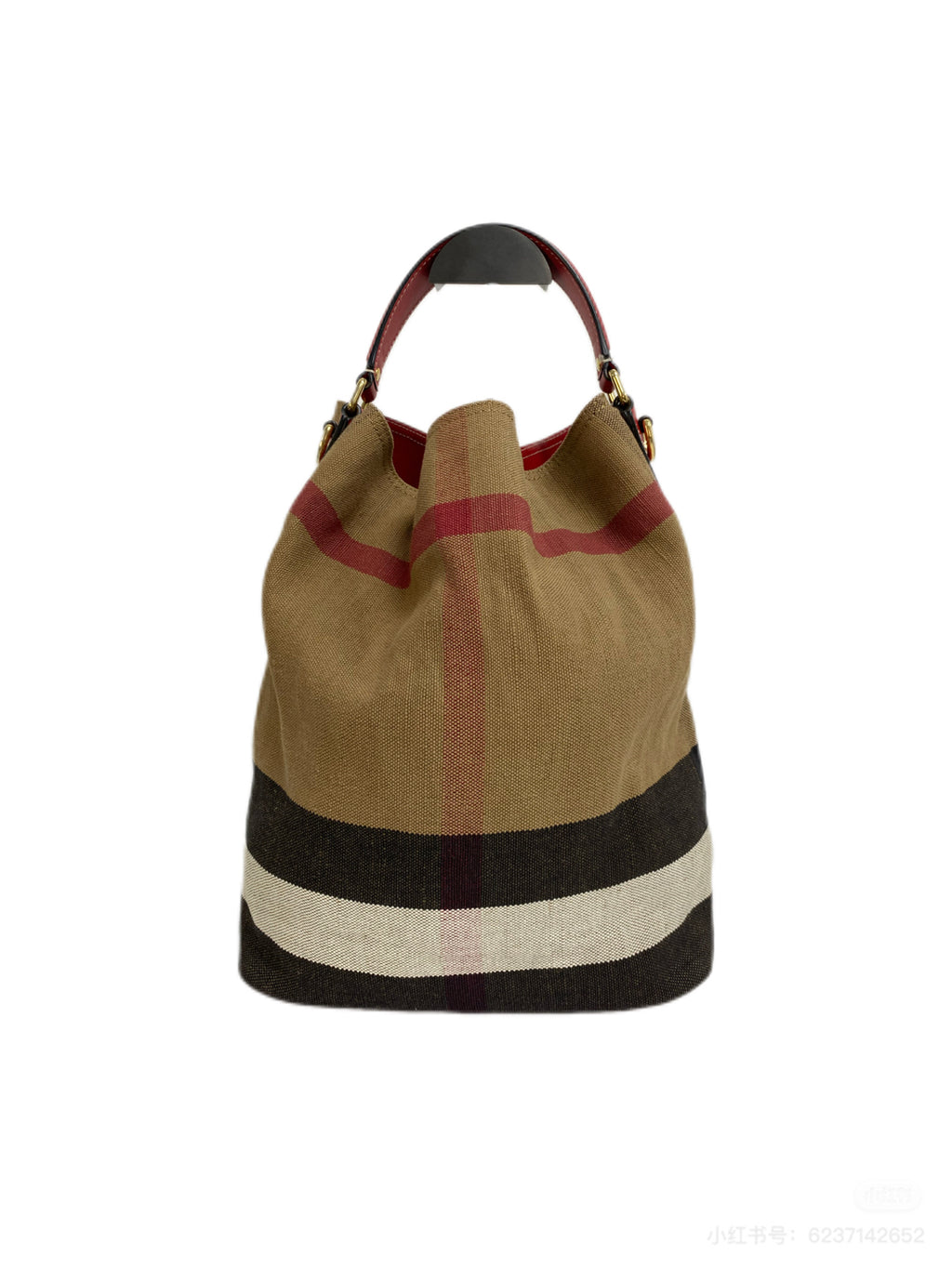 Burberry Canvas Red Bucket & Drawstring Bag