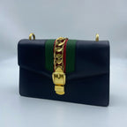 Gucci SYLVIE Metal Blue Satchel 524405-CVLEG-8638