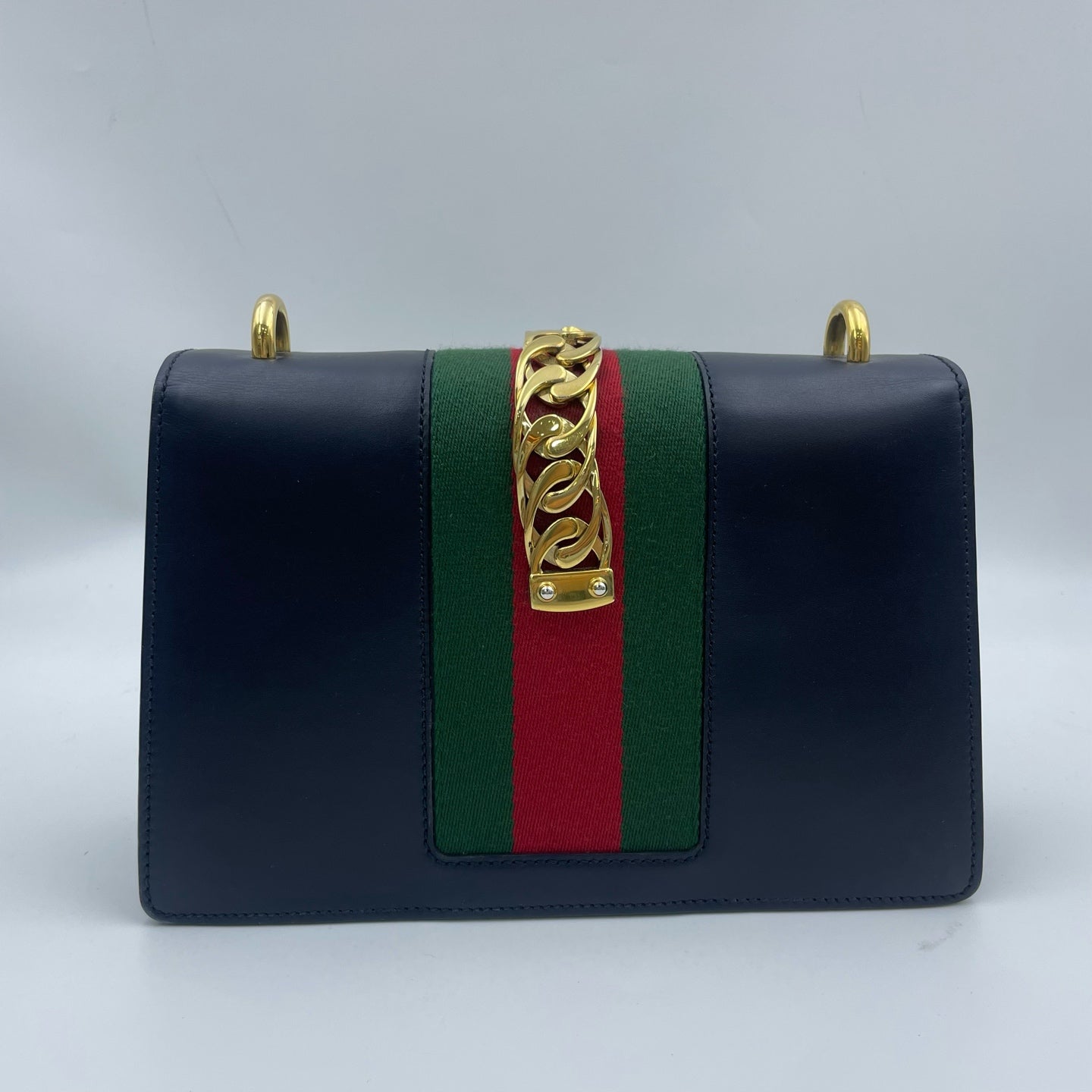 Gucci SYLVIE Metal Blue Satchel 524405-CVLEG-8638