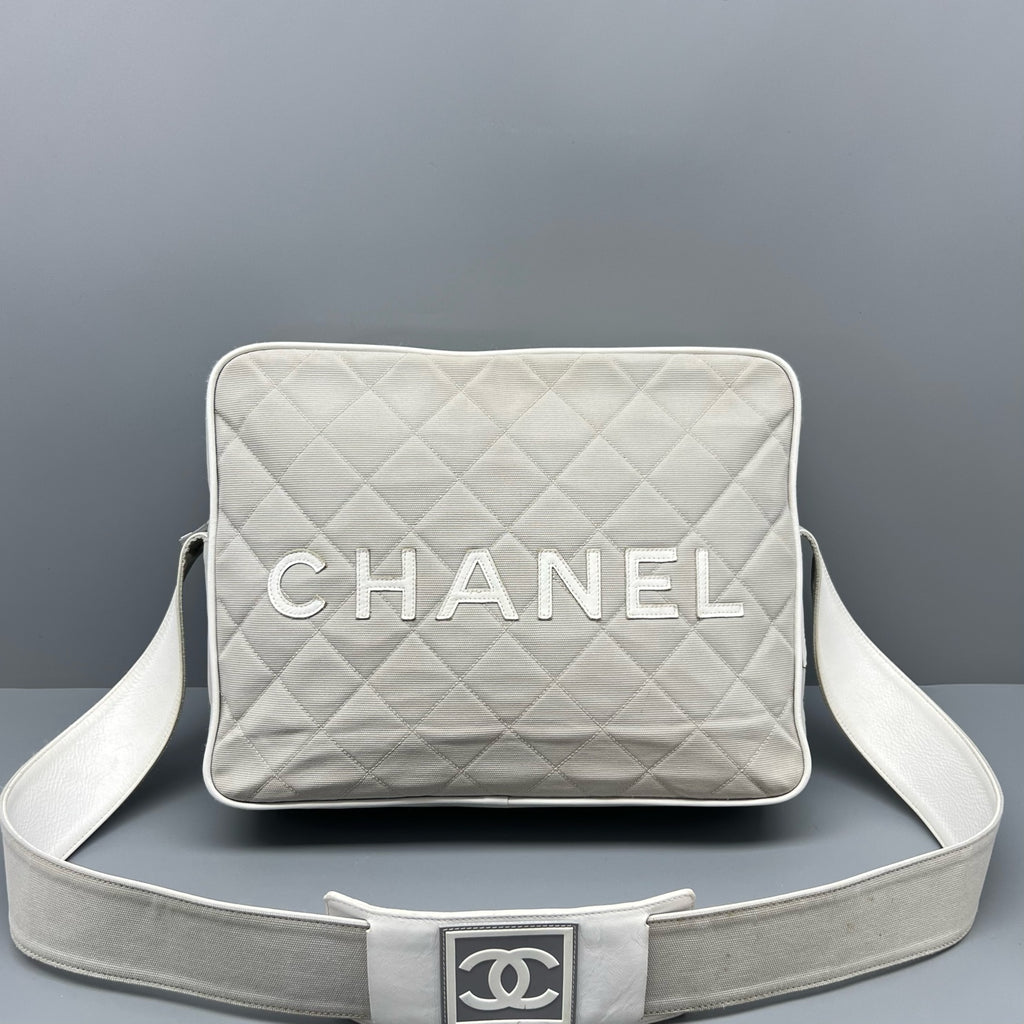 Chanel Canvas Gray Shoulder Bag