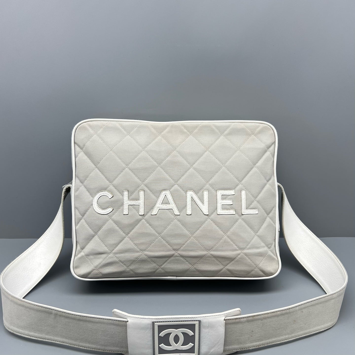 Chanel Canvas Gray Shoulder Bag