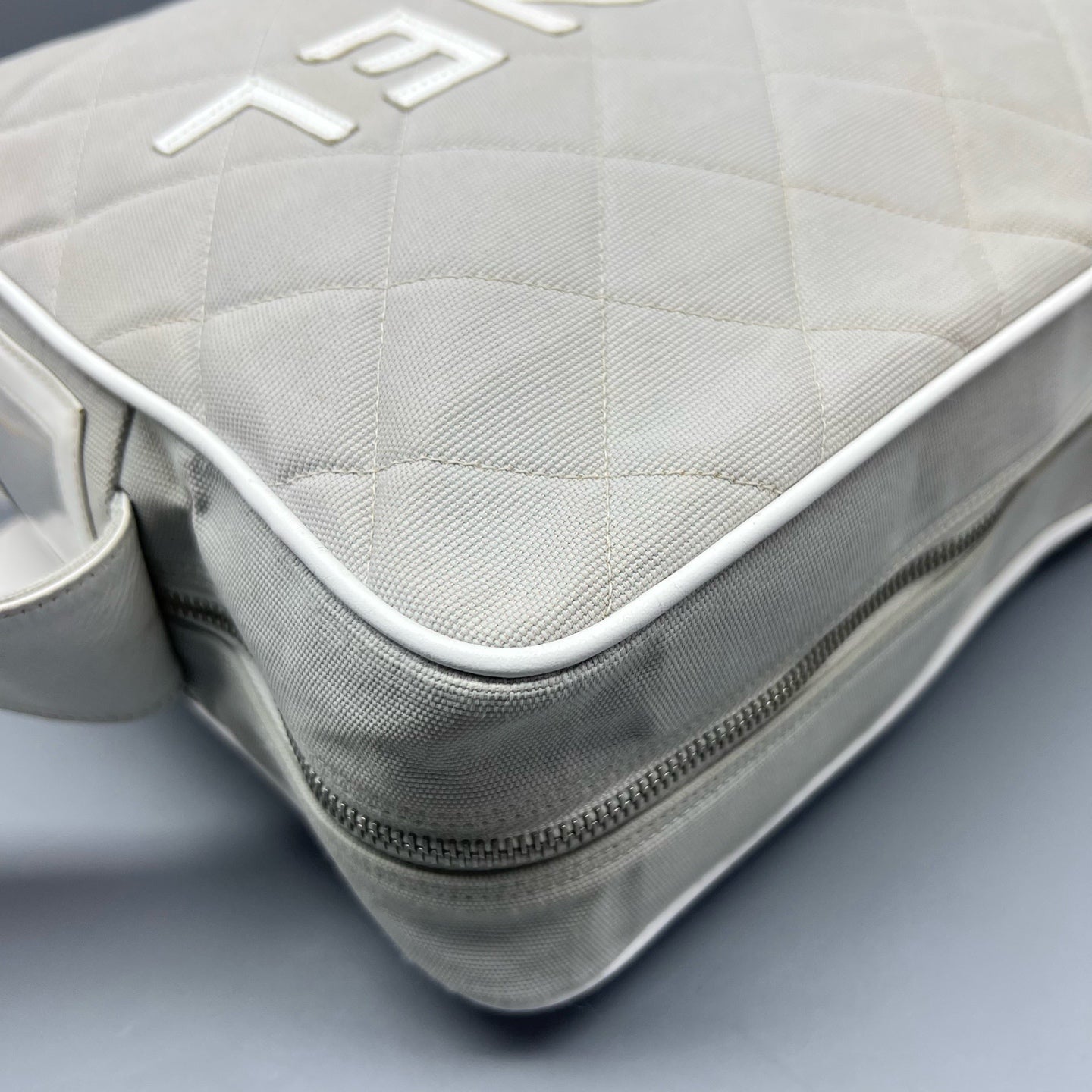 Chanel Canvas Gray Shoulder Bag