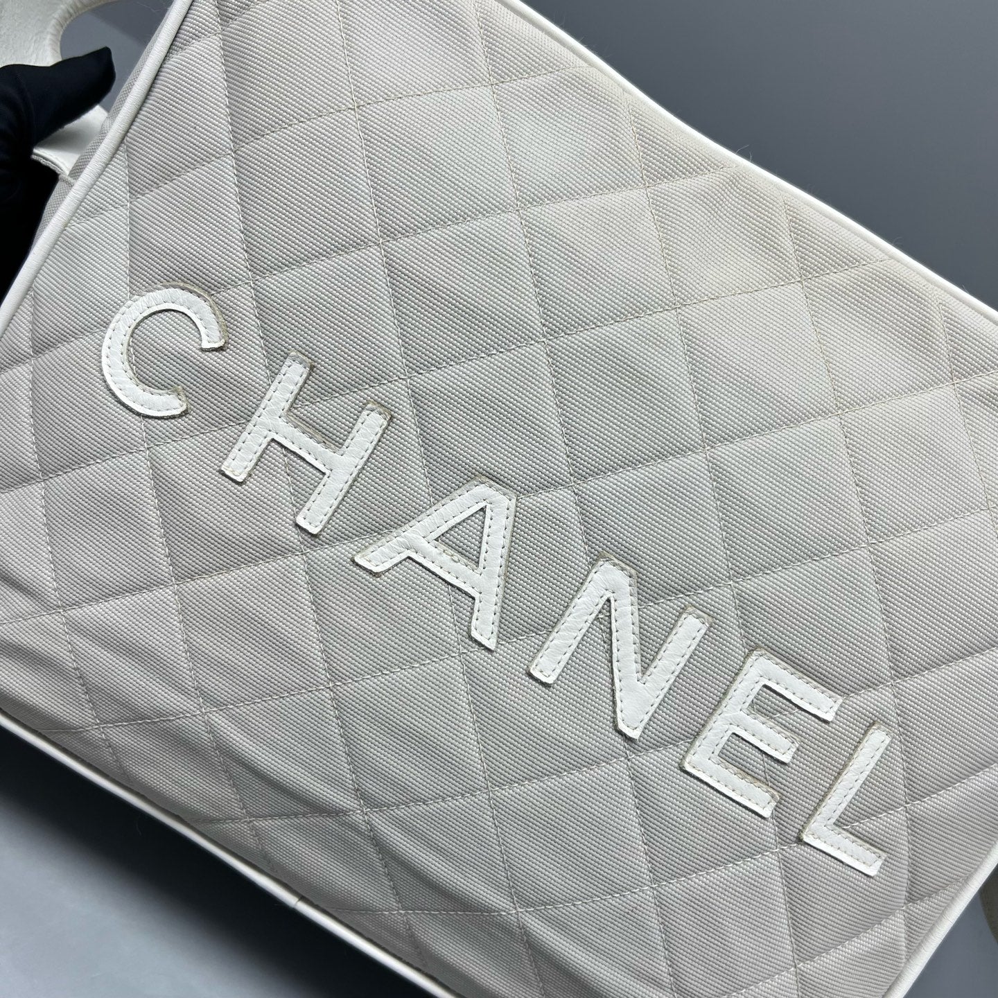 Chanel Canvas Gray Shoulder Bag