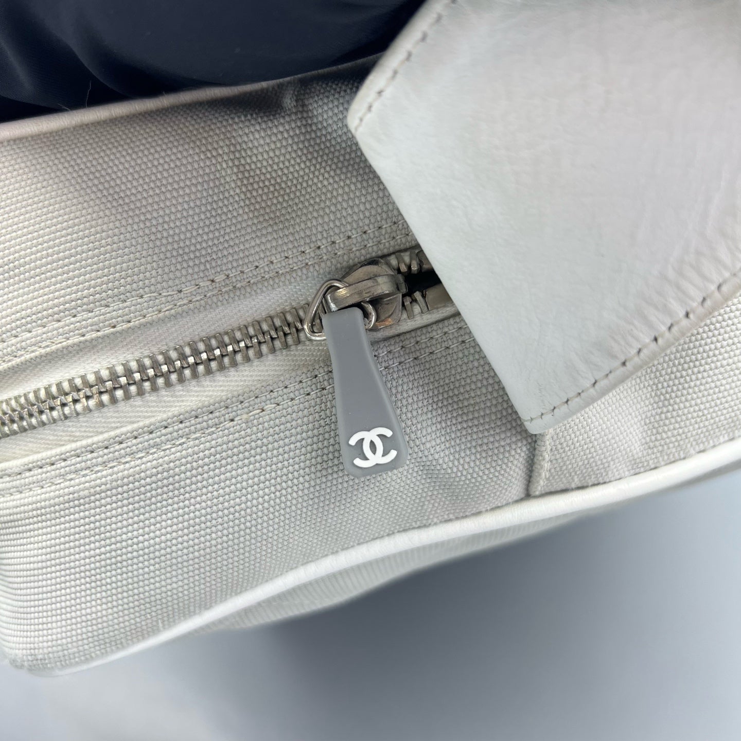 Chanel Canvas Gray Shoulder Bag