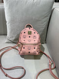 MCM Stark Bebe Boo Visetos Side-Trimmed Rivet Backpack Pink Backpack MMKEAVE17PZ001
