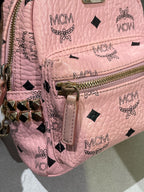 MCM Stark Bebe Boo Visetos Side-Trimmed Rivet Backpack Pink Backpack MMKEAVE17PZ001
