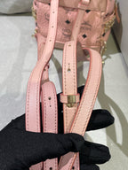 MCM Stark Bebe Boo Visetos Side-Trimmed Rivet Backpack Pink Backpack MMKEAVE17PZ001