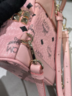 MCM Stark Bebe Boo Visetos Side-Trimmed Rivet Backpack Pink Backpack MMKEAVE17PZ001