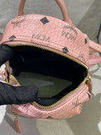 MCM Stark Bebe Boo Visetos Side-Trimmed Rivet Backpack Pink Backpack MMKEAVE17PZ001