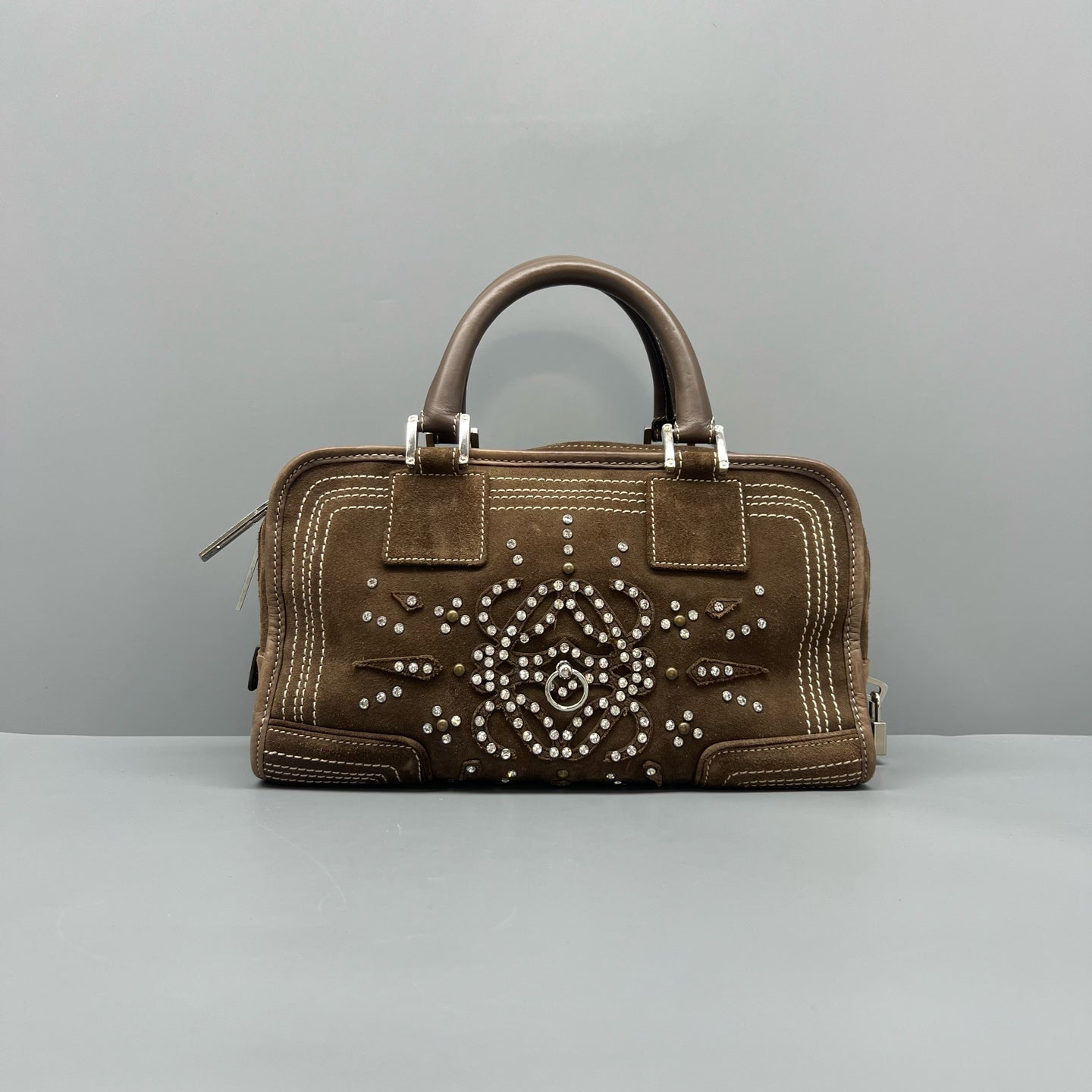 Loewe Alcantara Brown Satchel