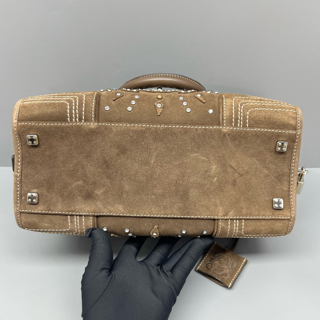 Loewe Alcantara Brown Satchel