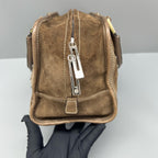 Loewe Alcantara Brown Satchel