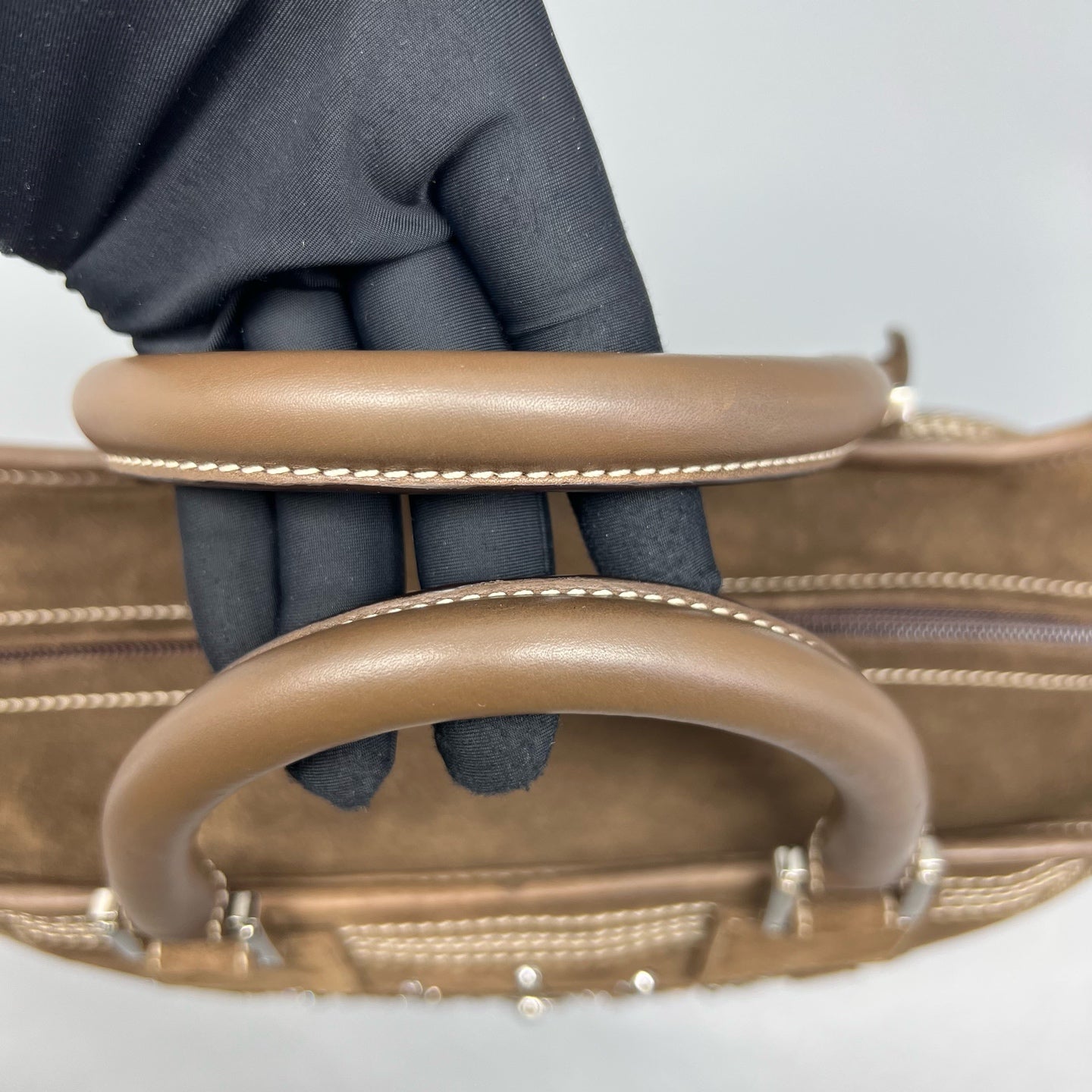 Loewe Alcantara Brown Satchel