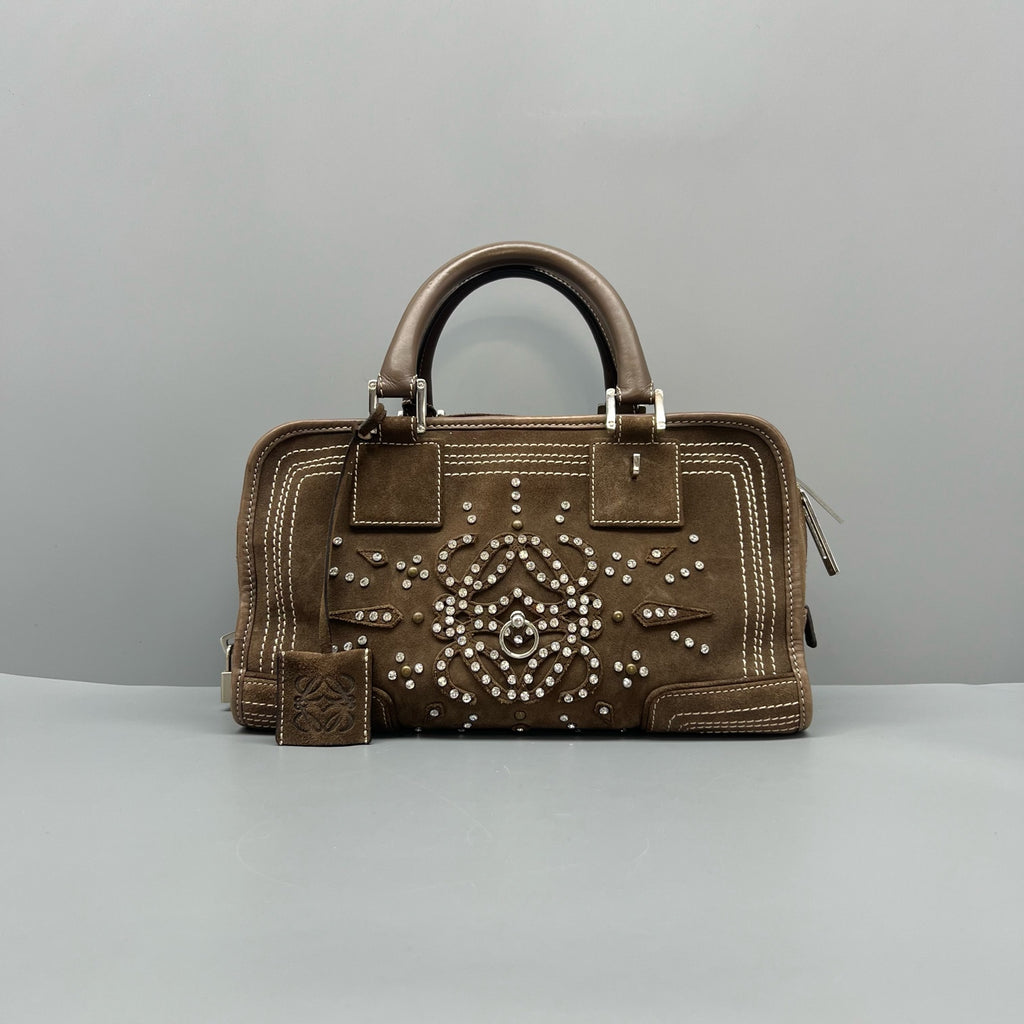 Loewe Alcantara Brown Satchel