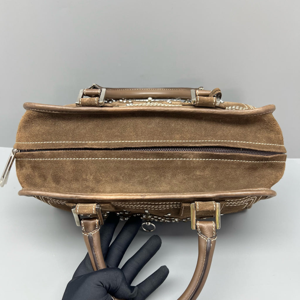 Loewe Alcantara Brown Satchel