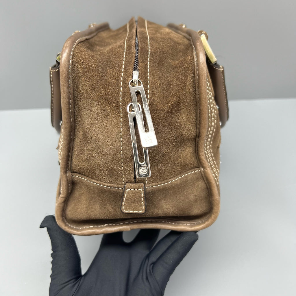 Loewe Alcantara Brown Satchel