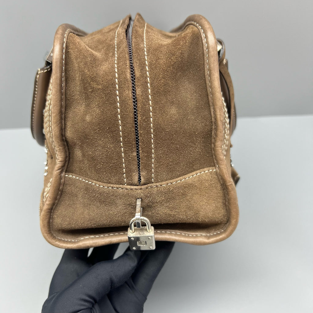 Loewe Alcantara Brown Satchel