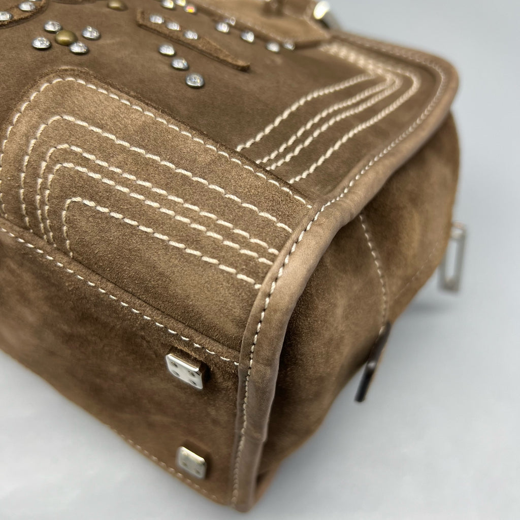 Loewe Alcantara Brown Satchel