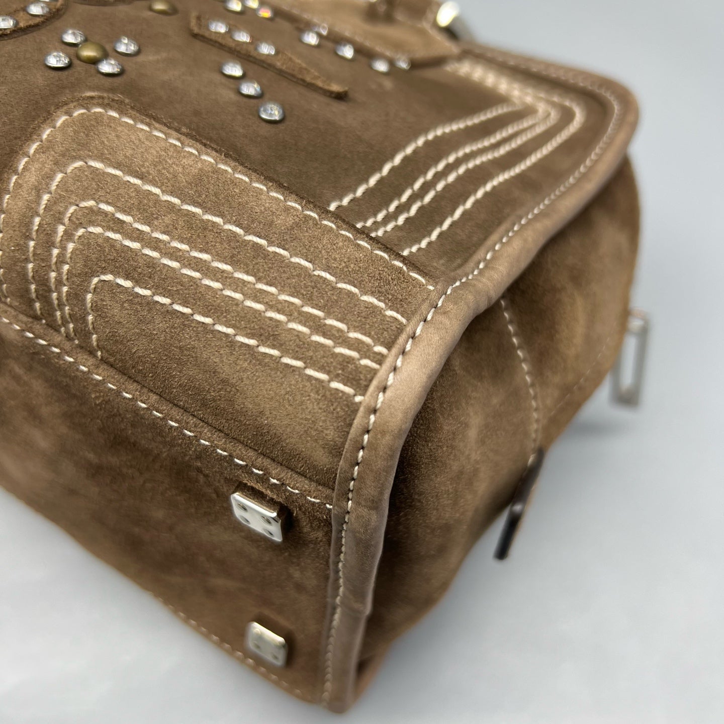 Loewe Alcantara Brown Satchel