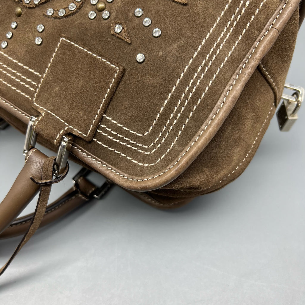 Loewe Alcantara Brown Satchel