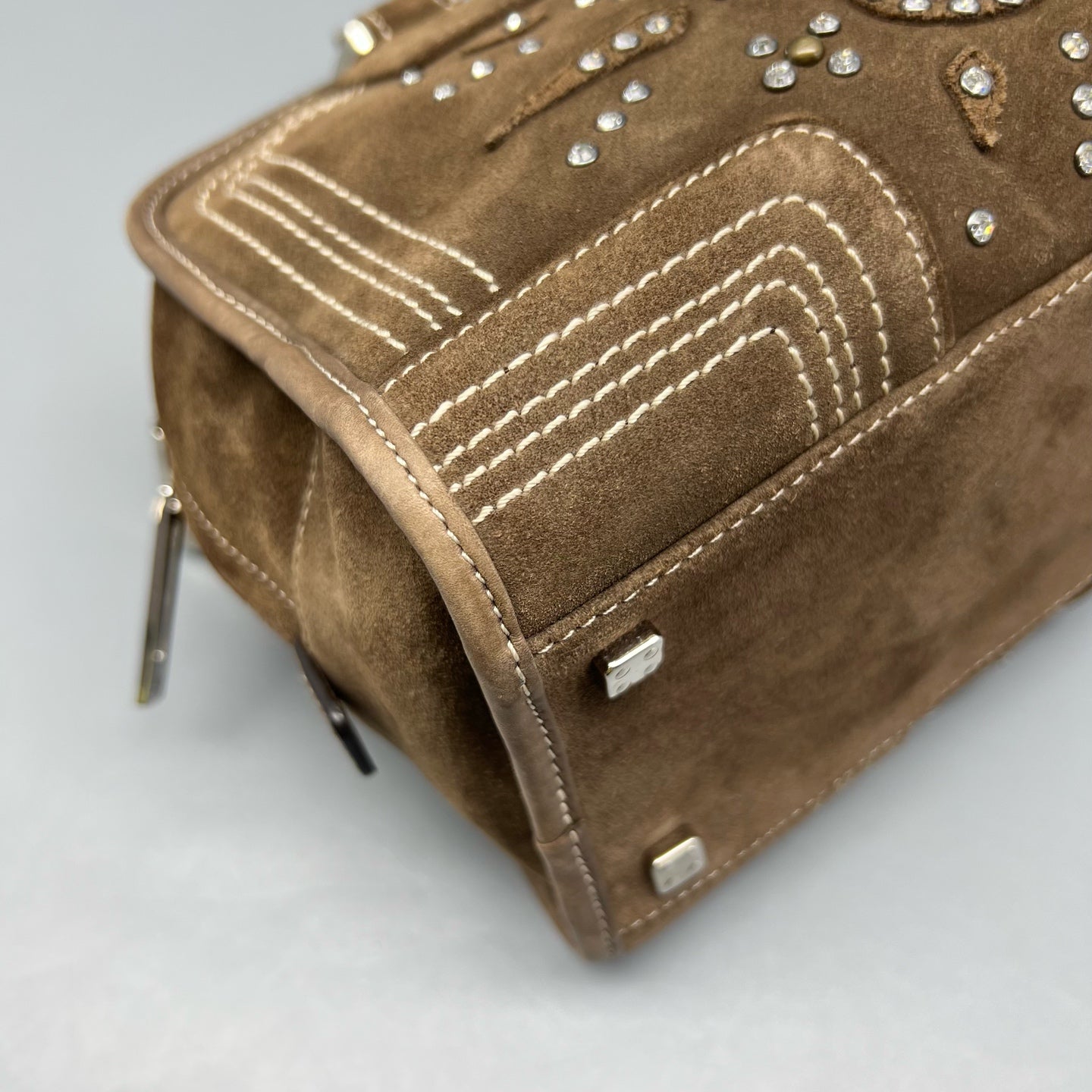 Loewe Alcantara Brown Satchel