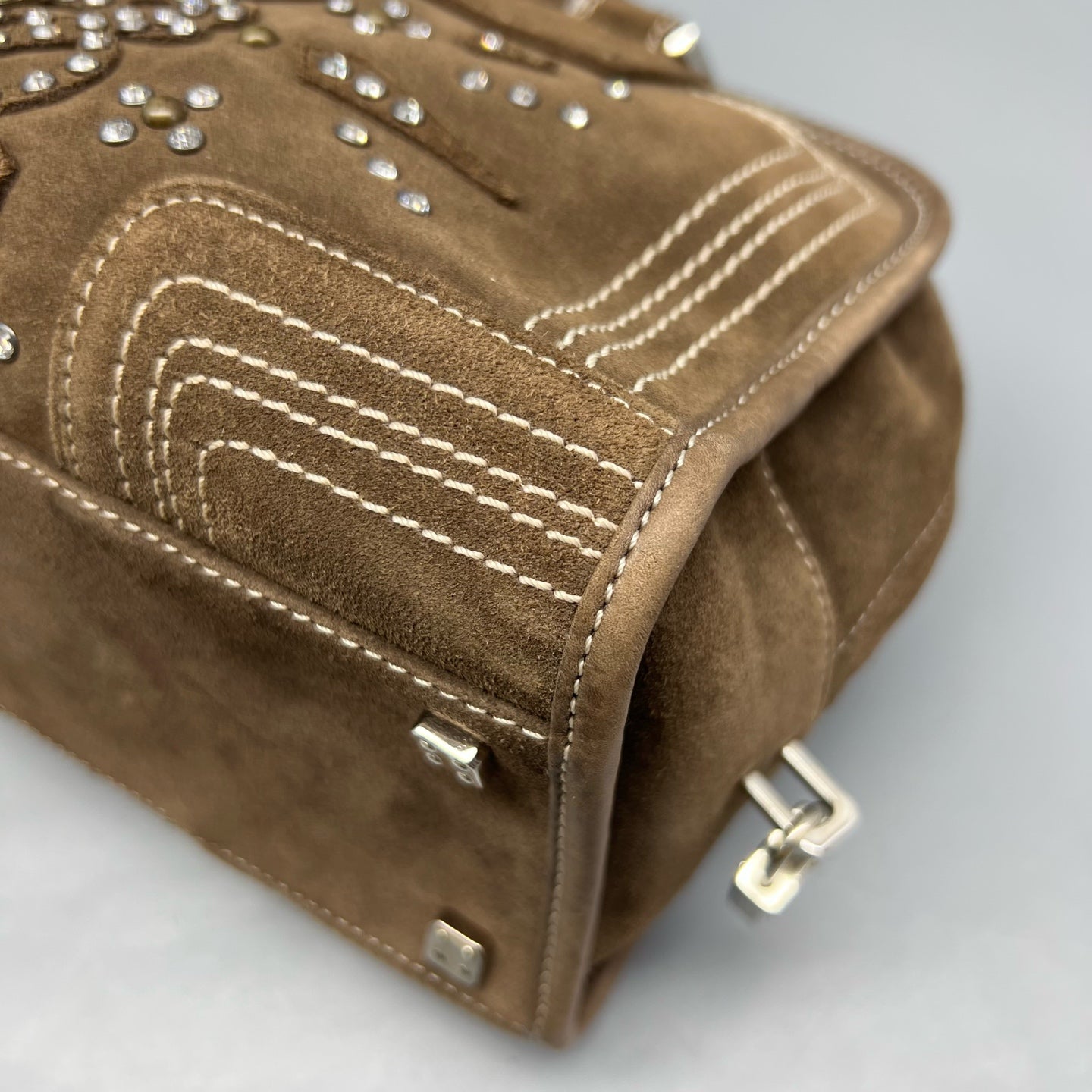Loewe Alcantara Brown Satchel