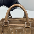 Loewe Alcantara Brown Satchel