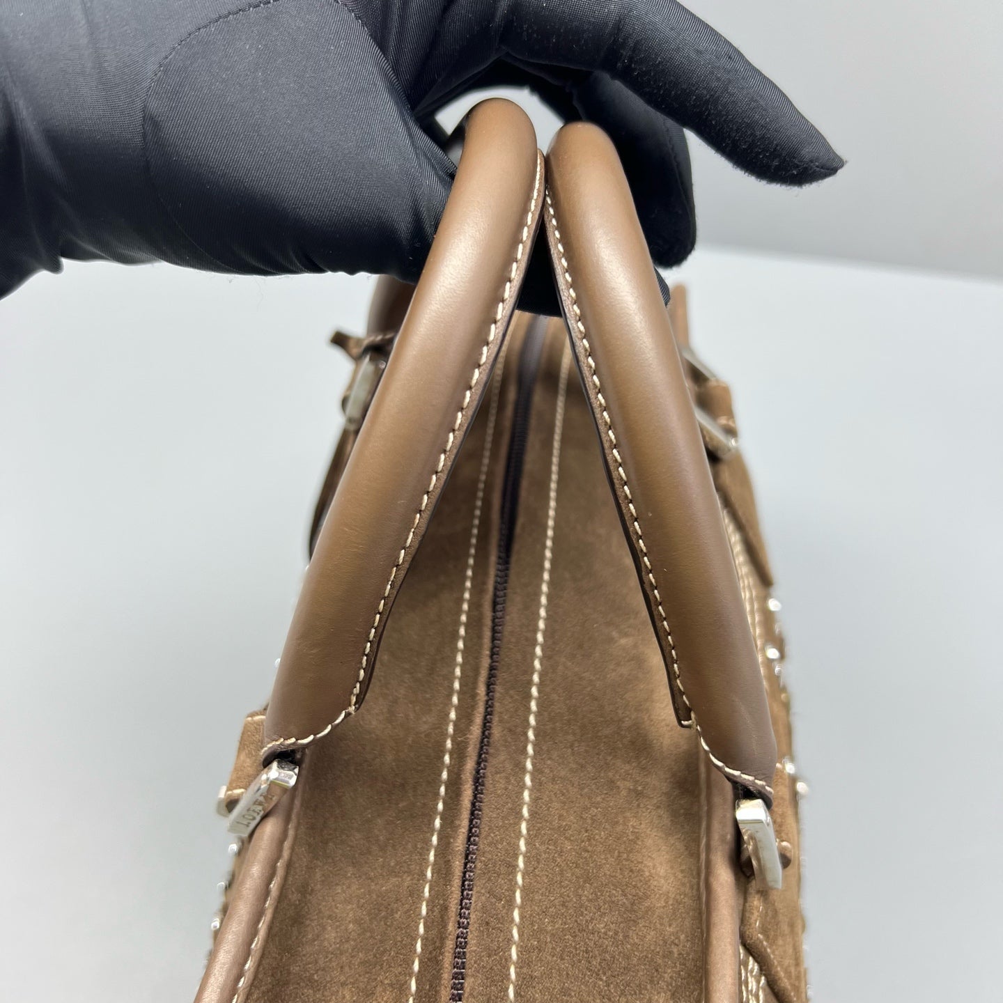 Loewe Alcantara Brown Satchel