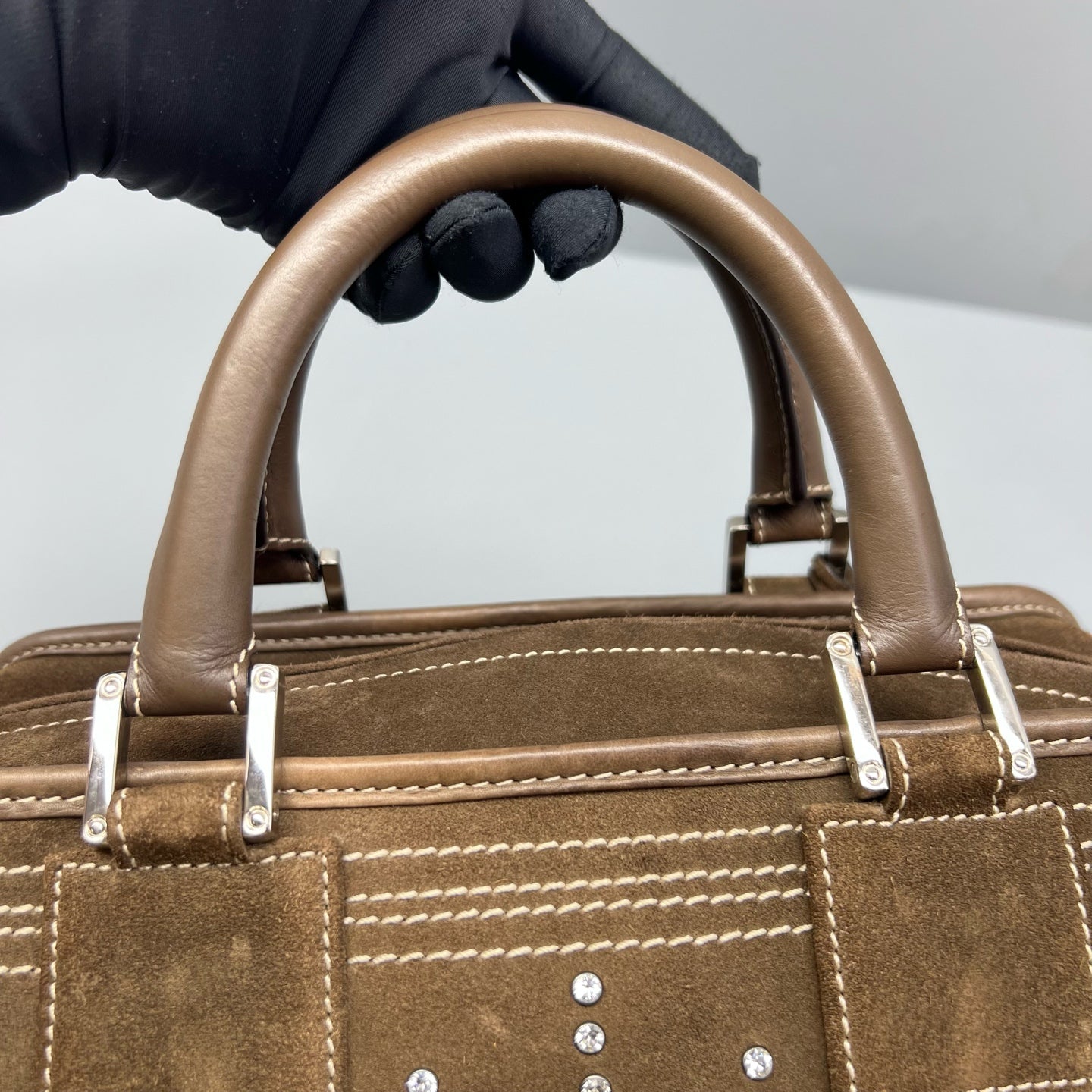 Loewe Alcantara Brown Satchel