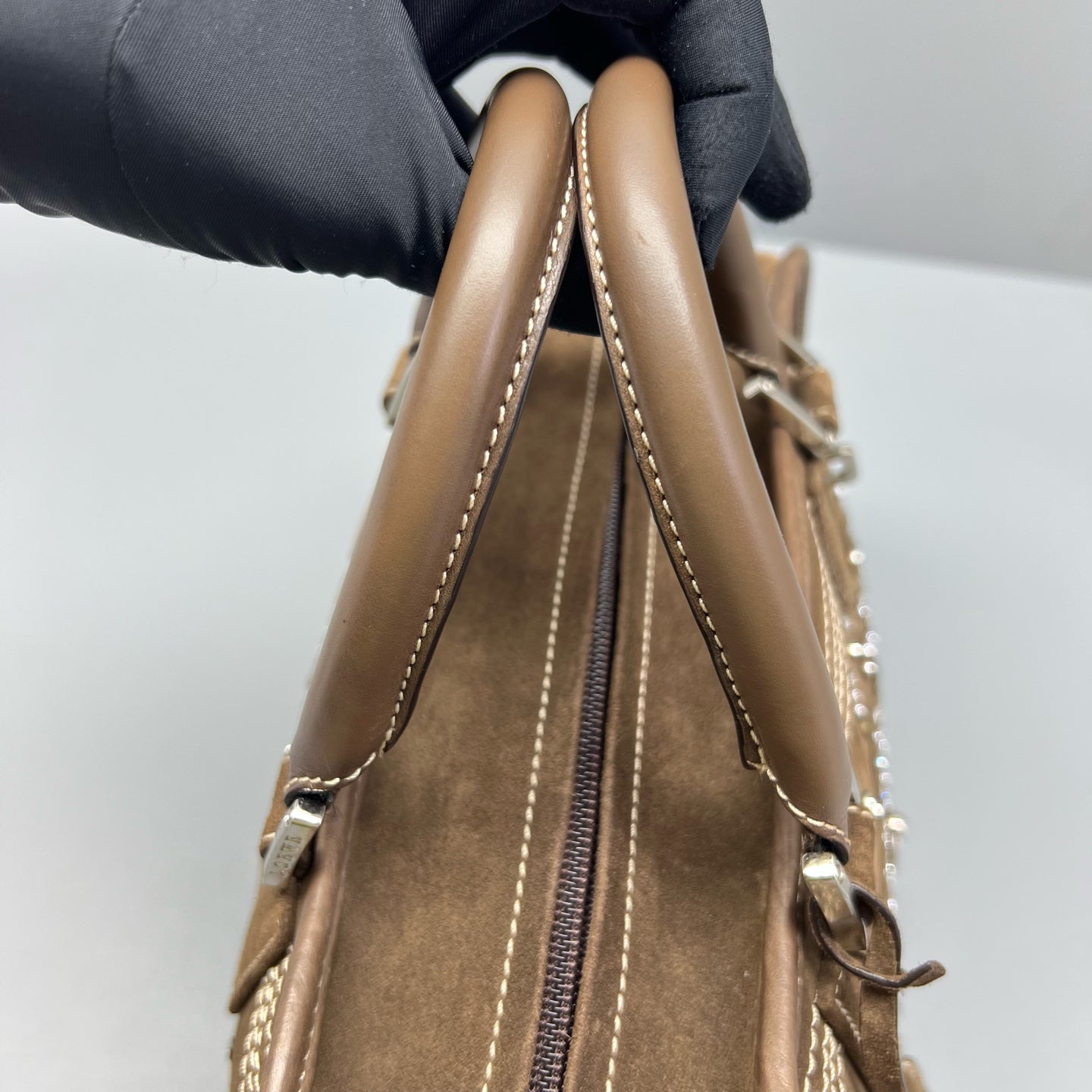 Loewe Alcantara Brown Satchel