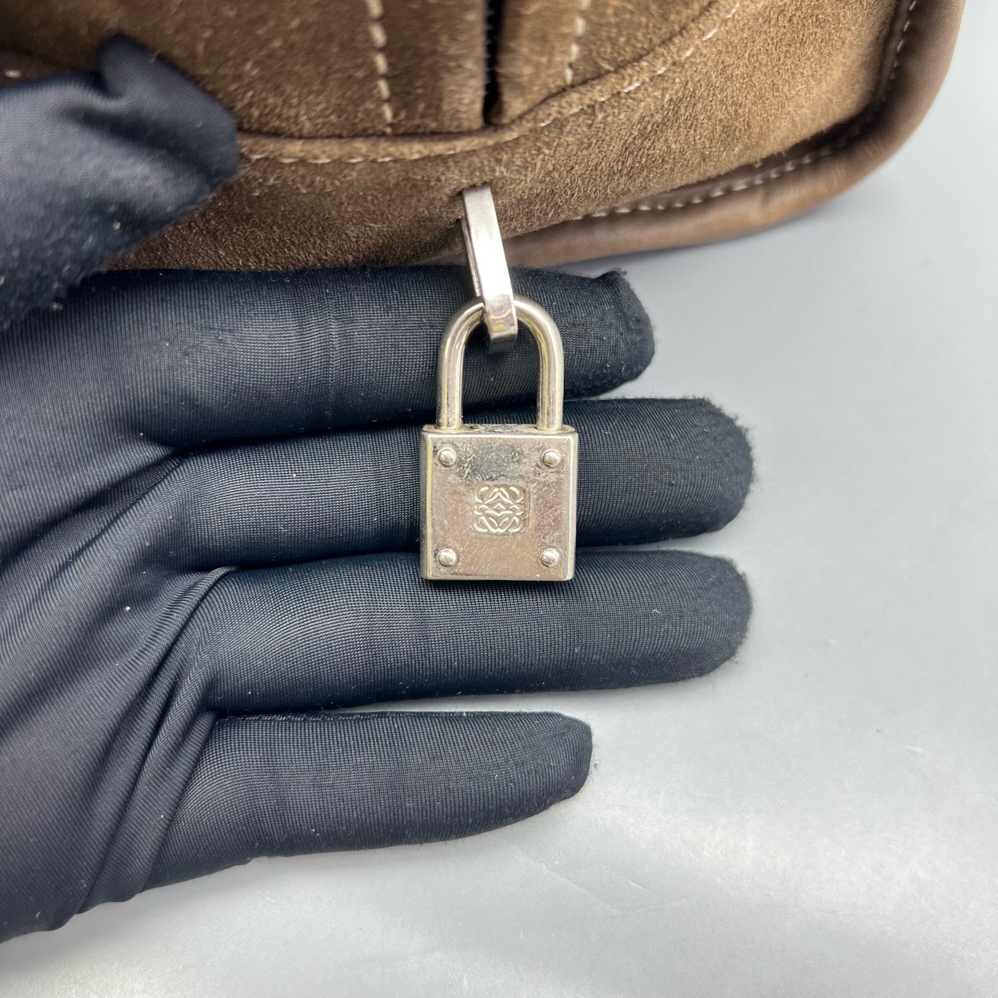 Loewe Alcantara Brown Satchel