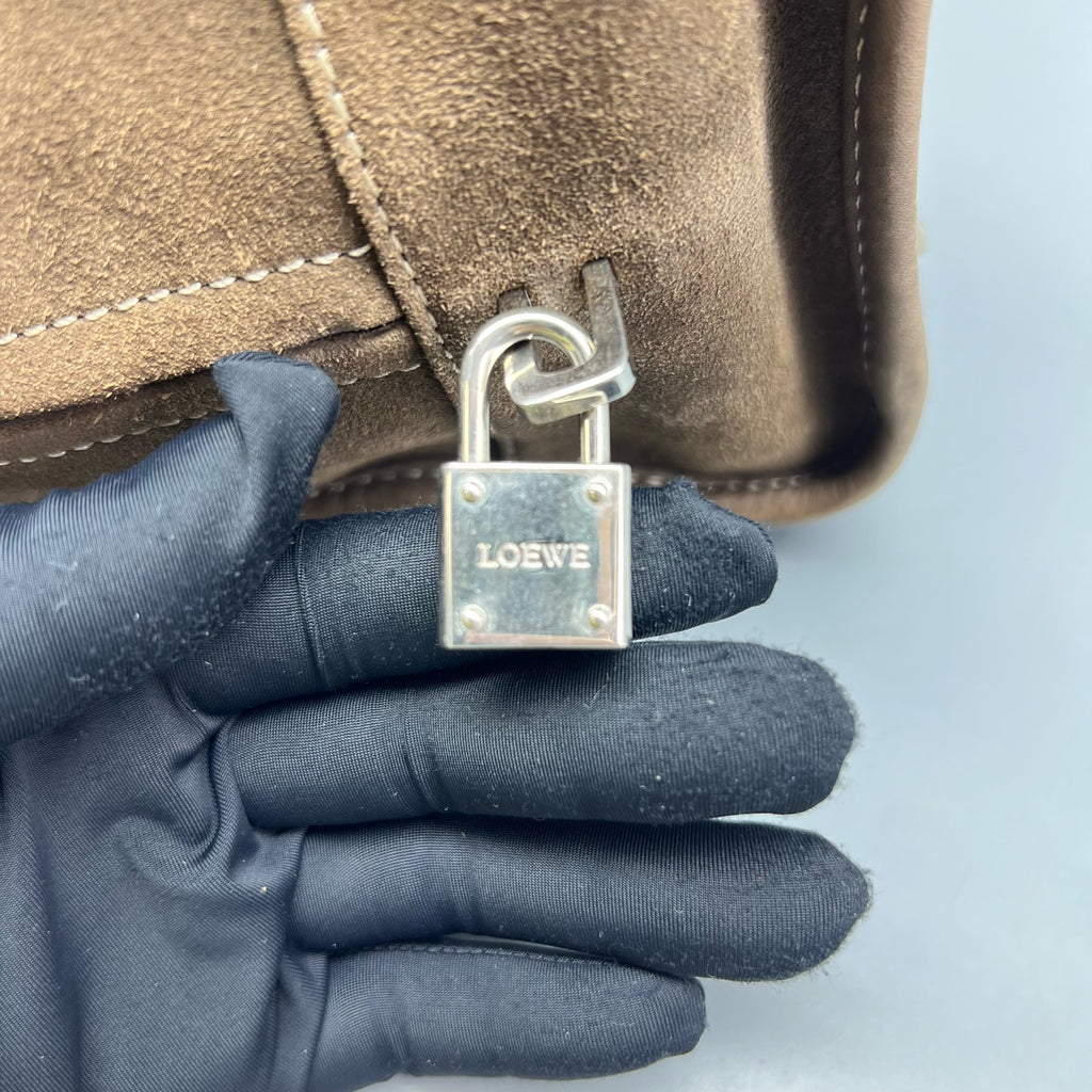 Loewe Alcantara Brown Satchel