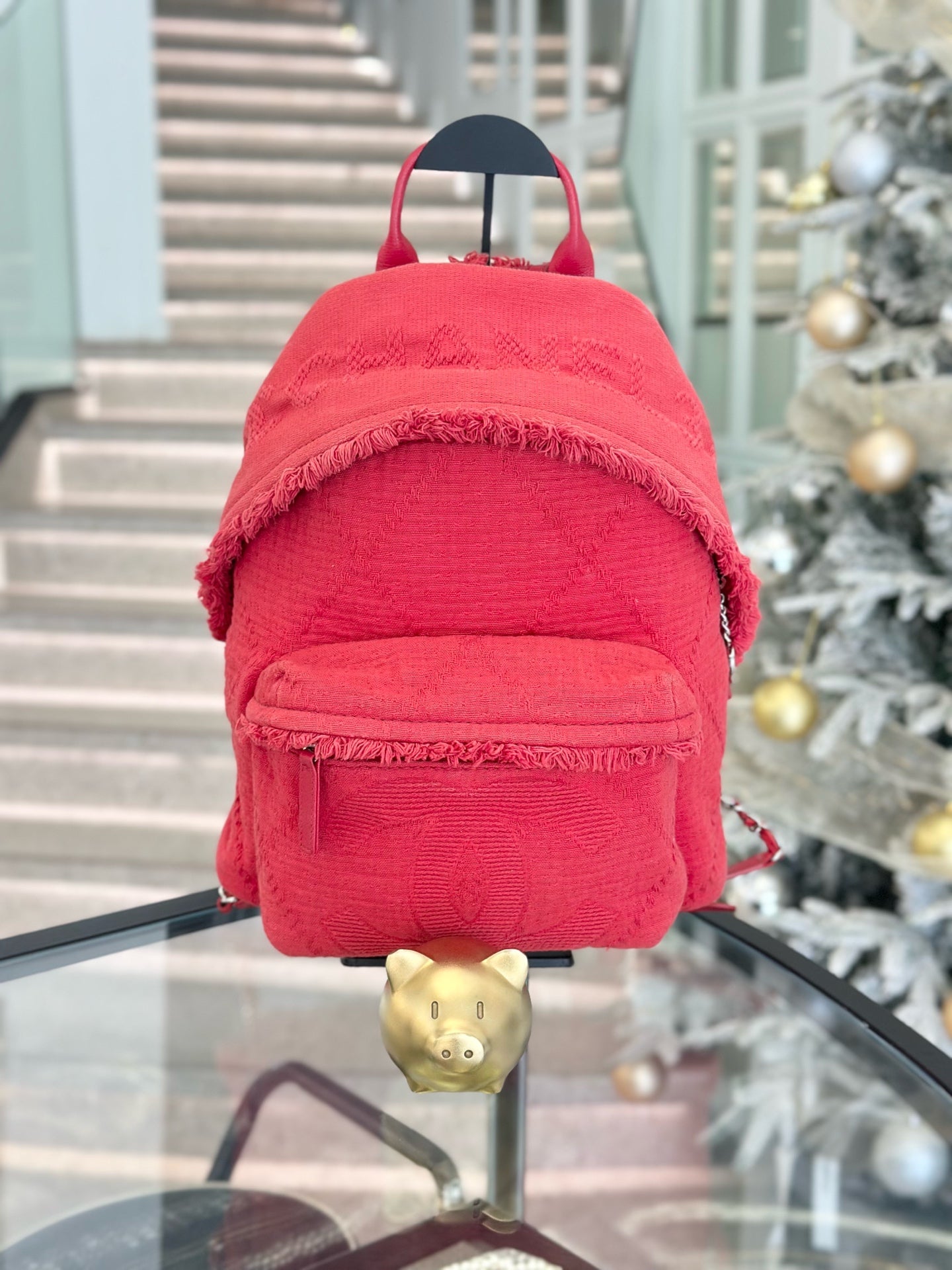 Chanel Canvas Red Backpack
