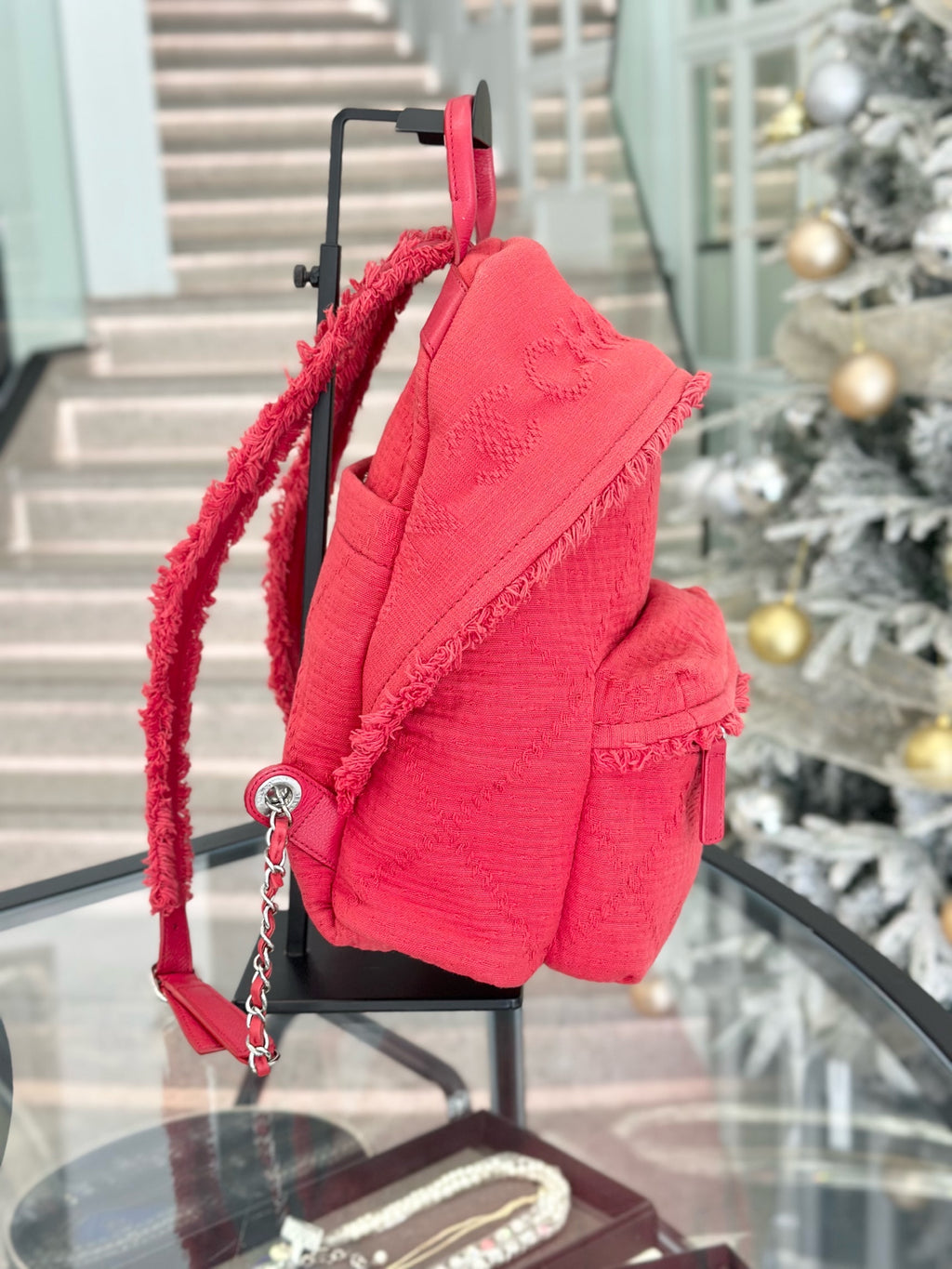 Chanel Canvas Red Backpack