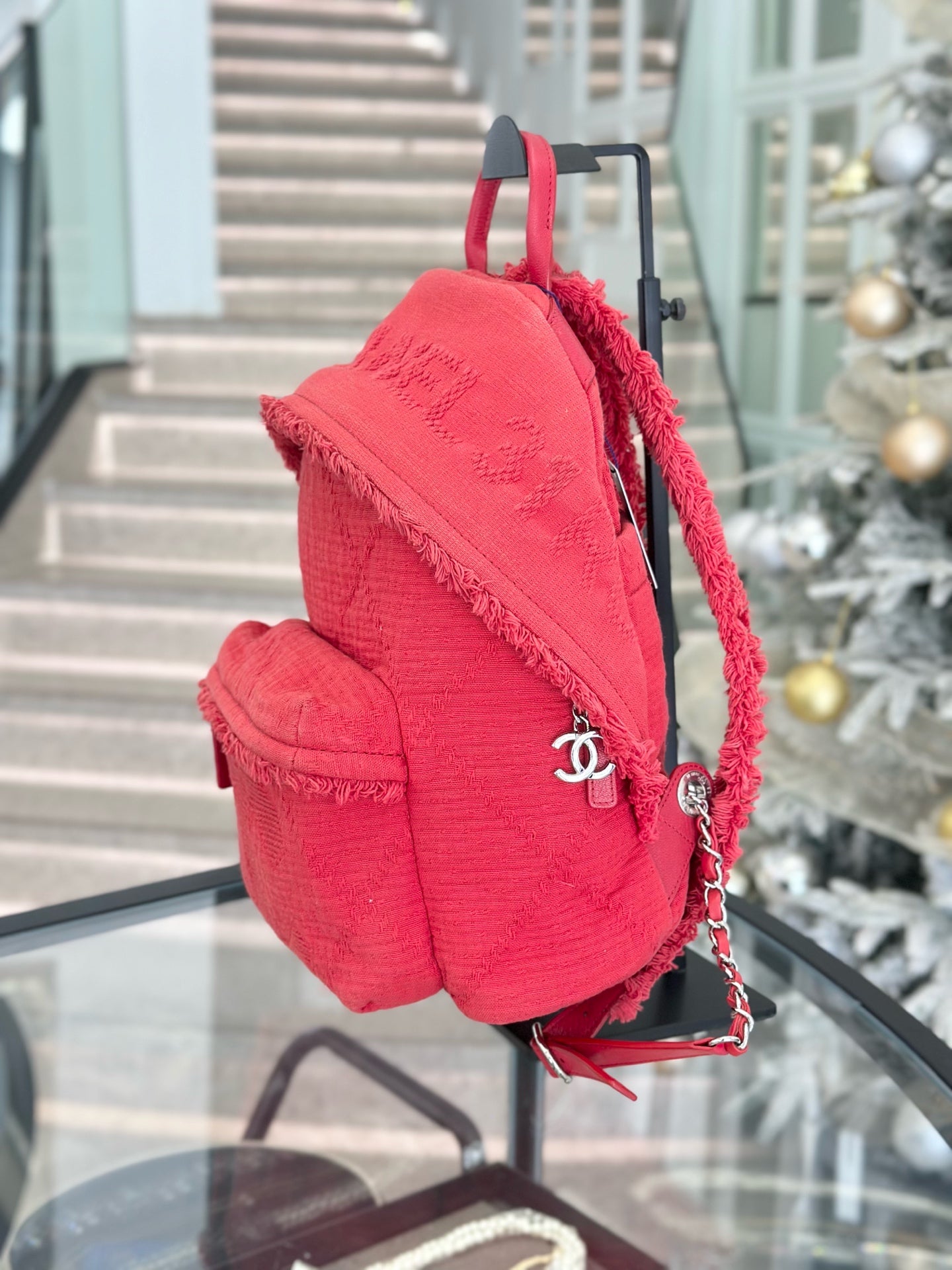Chanel Canvas Red Backpack