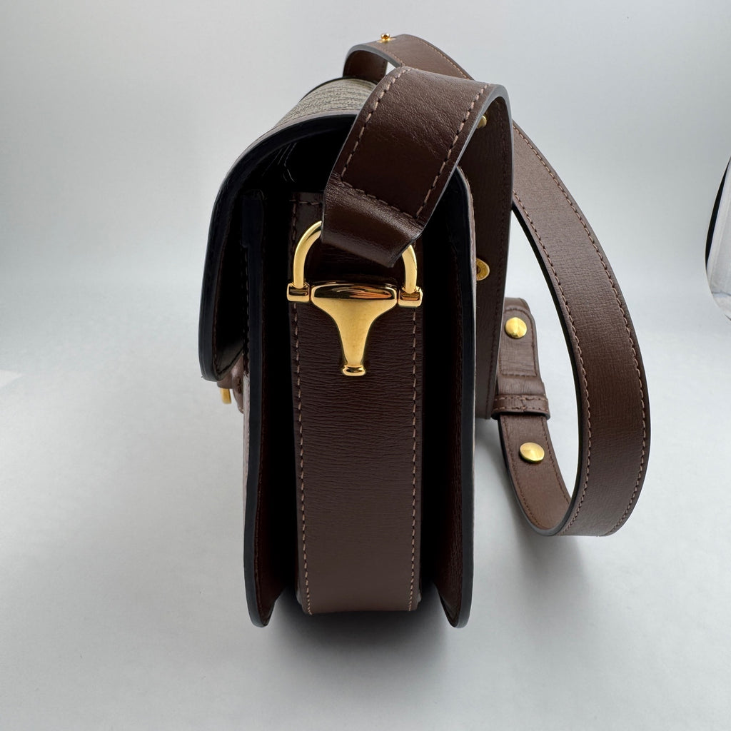 Gucci Gucci Horsebit 1955 Collection Canvas Beige Saddle Bag 602204 92TCG 8563