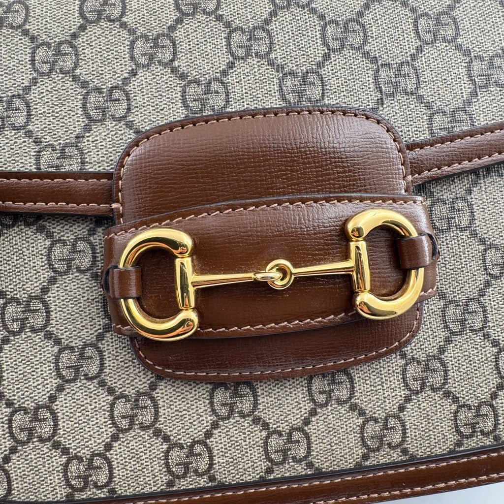 Gucci Gucci Horsebit 1955 Collection Canvas Beige Saddle Bag 602204 92TCG 8563