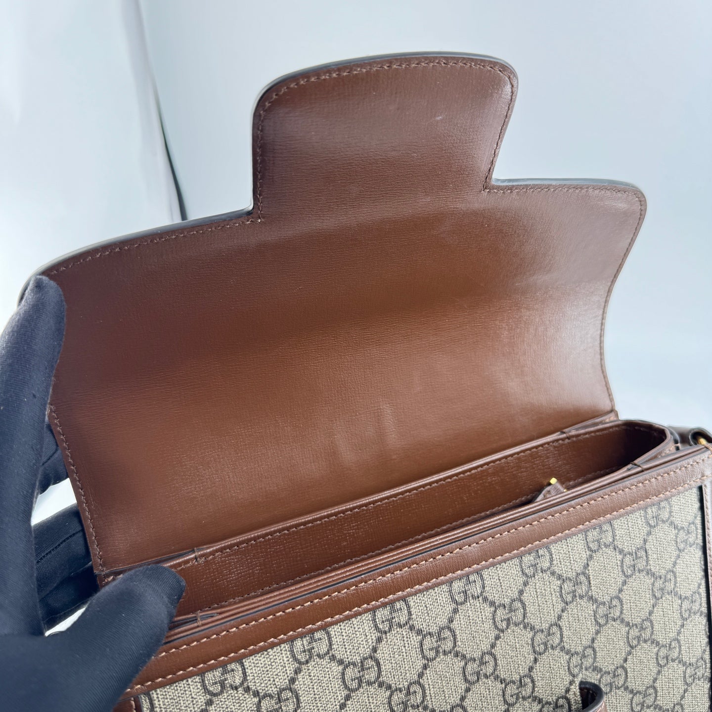 Gucci Gucci Horsebit 1955 Collection Canvas Beige Saddle Bag 602204 92TCG 8563