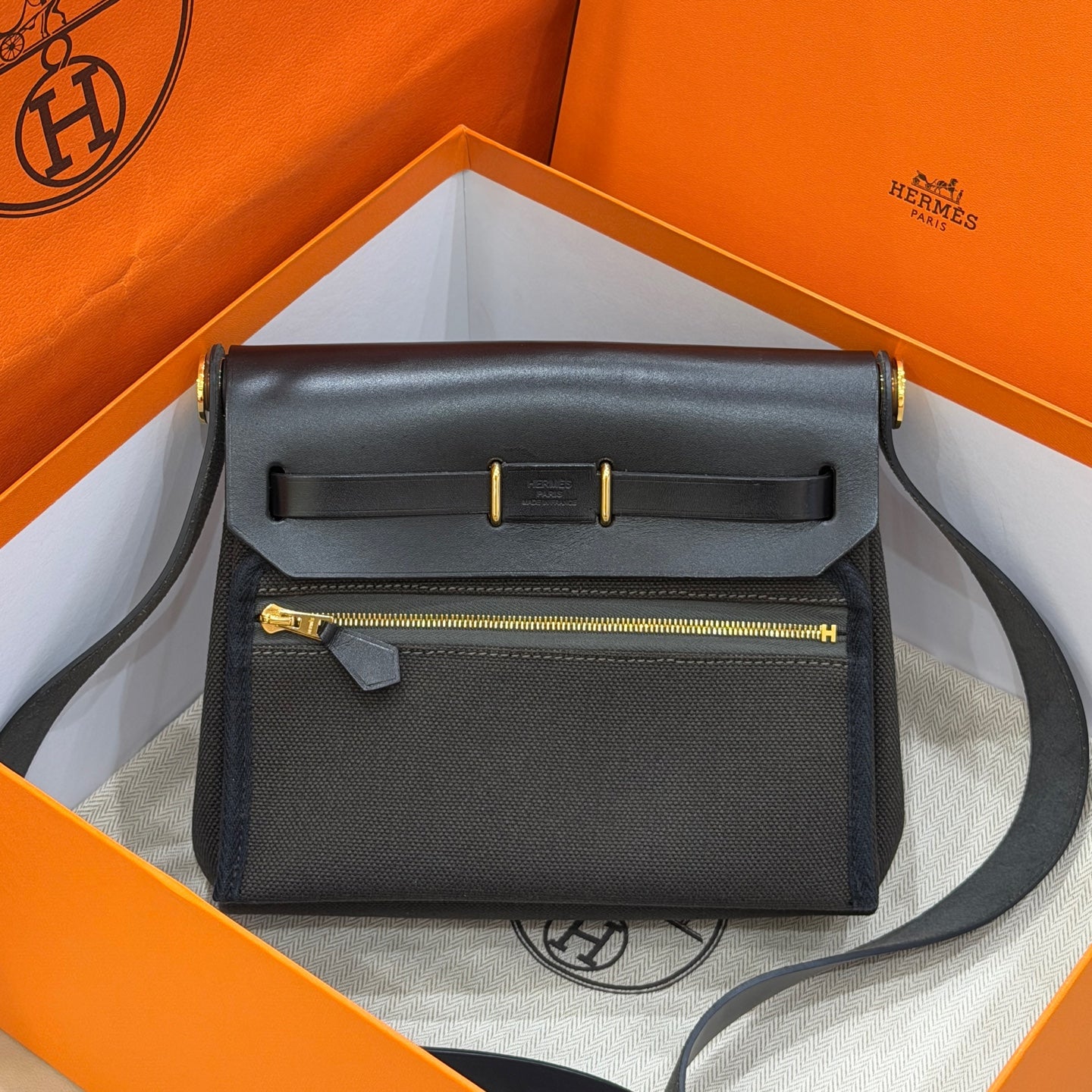 Hermes Canvas Black Crossbody
