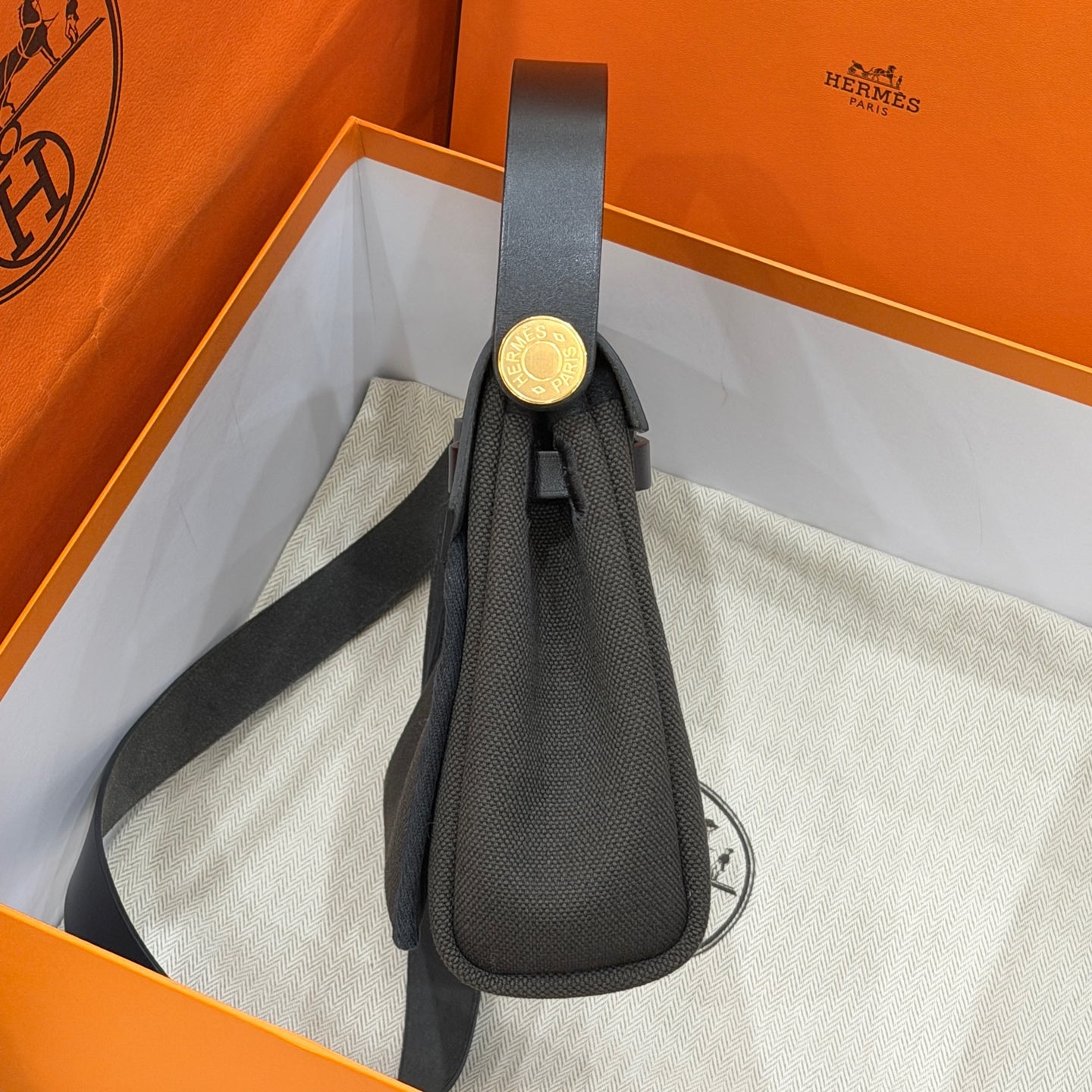 Hermes Canvas Black Crossbody