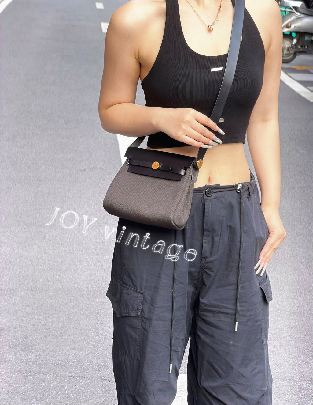 Hermes Canvas Black Crossbody