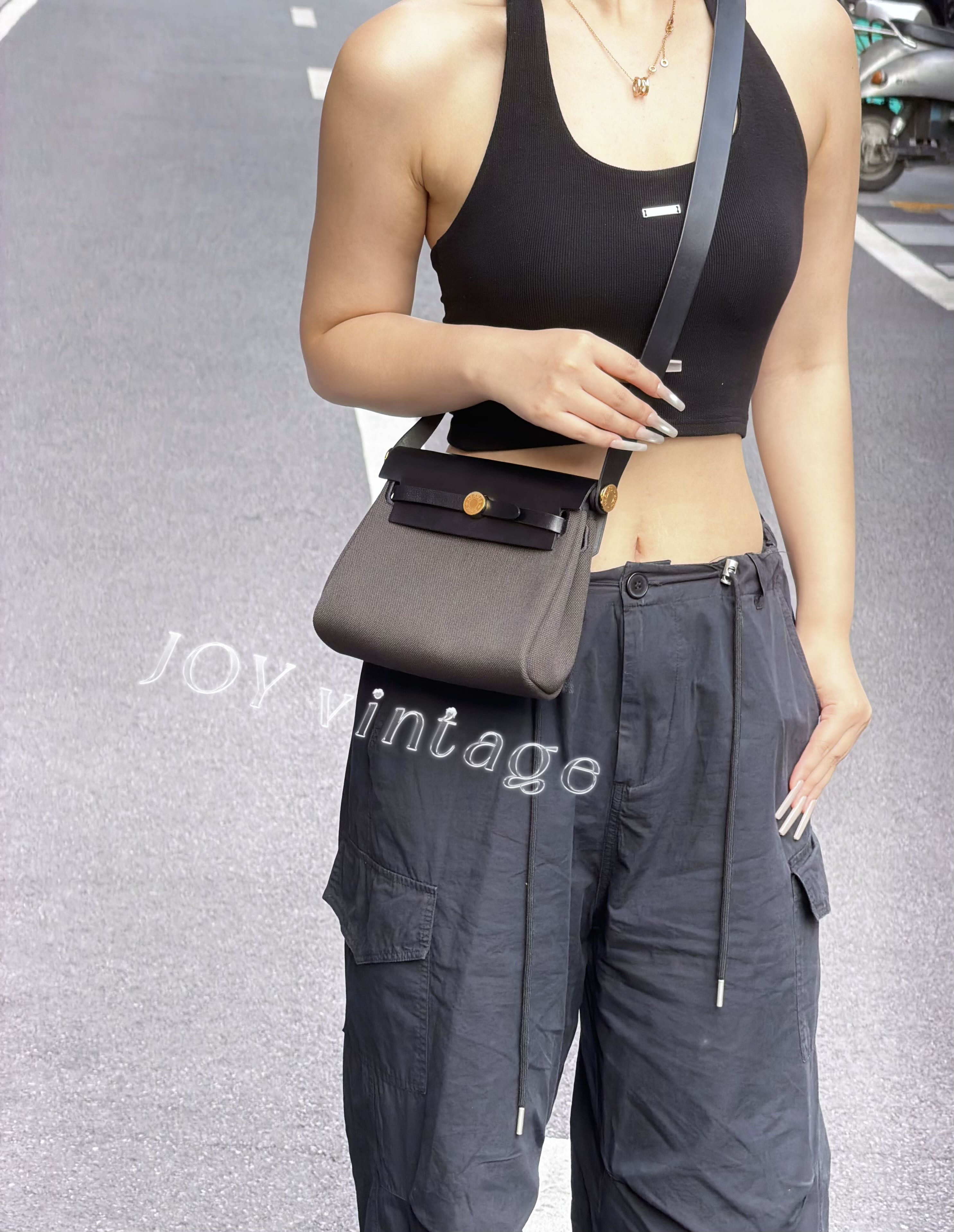 Hermes Canvas Black Crossbody